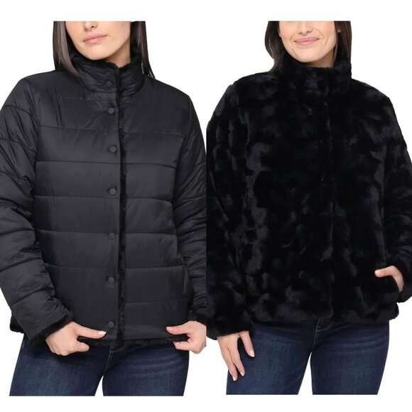 Nicole Miller Women’s Reversible Jacket Black, Size Large (New) - Picture 1 of 16